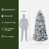 Pre-Lit Full Pine Christmas Tree with Pinecone,7Ft