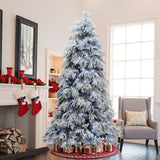 Pre-Lit Full Pine Christmas Tree with Pinecone,7Ft