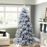 Pre-Lit Full Pine Christmas Tree with Pinecone,7Ft