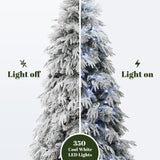 Pre-Lit Full Pine Christmas Tree with Pinecone,7Ft