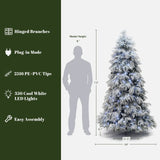 Pre-Lit Full Pine Christmas Tree with Pinecone,7Ft