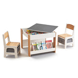 Multi-Functional Kids Activity Table and Chairs Set with Storage and Reversible Tabletop
