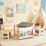 Multi-Functional Kids Activity Table and Chairs Set with Storage and Reversible Tabletop