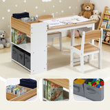 Kids Activity Table and Chairs Set with Storage and Paper Roll Holder