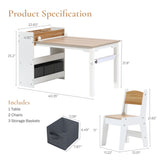 Kids Activity Table and Chairs Set with Storage and Paper Roll Holder