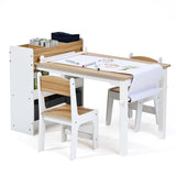 Kids Activity Table and Chairs Set with Storage and Paper Roll Holder