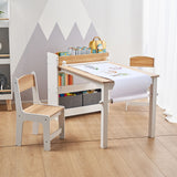 Kids Activity Table and Chairs Set with Storage and Paper Roll Holder