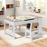 Lift-Top Kids Activity Table and Chairs Set with Storage Bookcase and Hidden Paper Roller