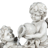 Gray Resin Cherub Angels Outdoor Fountain with LED Light