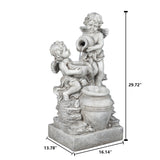 Gray Resin Cherub Angels Outdoor Fountain with LED Light