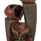 Rustic Resin Pots and Posts Outdoor Fountain