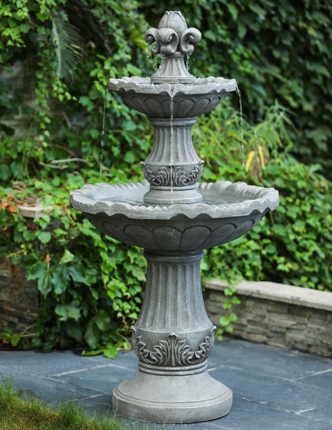 Gray Resin 50" H 2-Tier Outdoor Fountain
