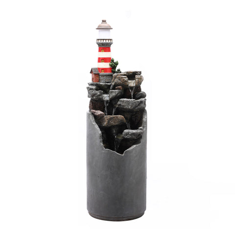 Resin/Cement Lighthouse  Outdoor Fountain with LED Lights
