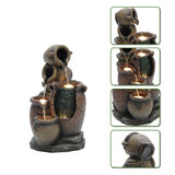 Rustic Brown Urns Resin Outdoor Fountain with LED Lights