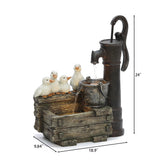 Farmhouse Crate and Baby Ducks Resin Outdoor Fountain with LED Lights