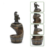 Farmhouse Spiral Barrel Rain Resin Outdoor Fountain with LED Lights