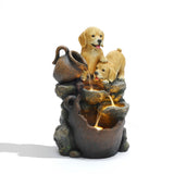 Puppy Farmhouse Outdoor Fountain with Lights