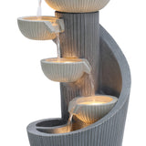 Spiral 5-Tier Outdoor Fountain with Bubbler and LED Lights