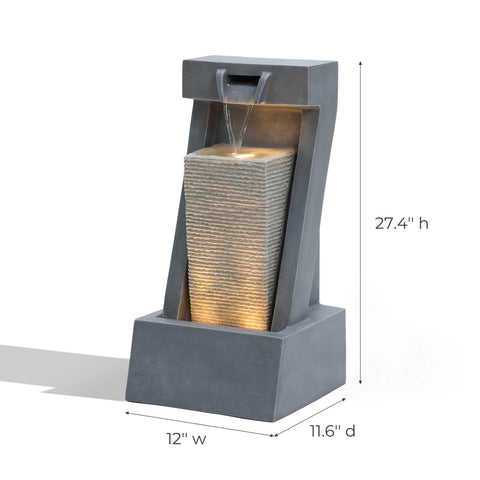 Sculptural Outdoor Fountain with Lights