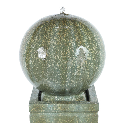 Patina Resin Sphere Pedestal Bubbler Outdoor Fountain