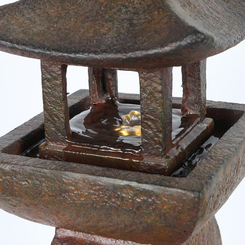 Resin Japanese Pagoda Fountain with LED Light