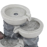 Gray Resin Bowls and Birds Outdoor Fountain