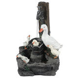 Resin Farmhouse Duck Family Outdoor Fountain with LED Light