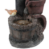 Resin Farmhouse Barrel and Water Pump Outdoor Fountain