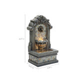 Wall Water Fountain with Lights – 27" Gray Resin Classic