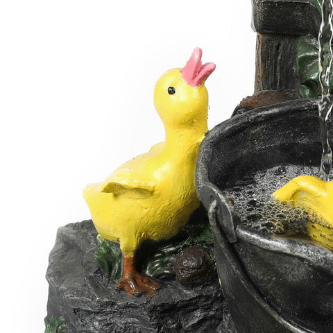 Resin Farmhouse Duck Family Bath Outdoor Fountain