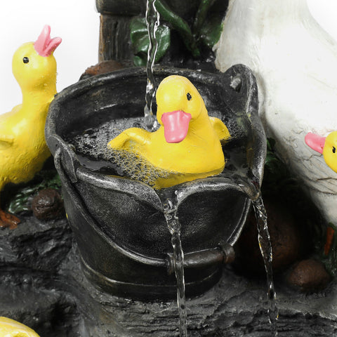 Resin Farmhouse Duck Family Bath Outdoor Fountain