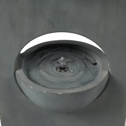 Gray Cement Column Two Tier Bowl Bubbler Outdoor Fountain