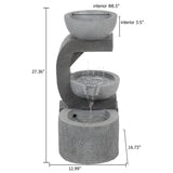 Gray Resin Raining Water Sculpture Outdoor Fountain with LED Lights