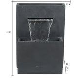 Gray Resin Modern Rectangular Waterfall Outdoor Fountain