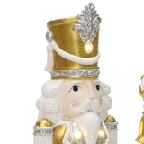Christmas Soldier Nutcracker in Silver & Gold with Lights, 3 ft
