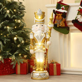 Christmas Soldier Nutcracker in Silver & Gold with Lights, 3 ft