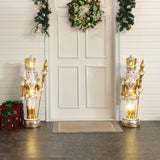 Christmas Soldier Nutcracker in Silver & Gold with Lights, 3 ft
