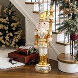 Christmas Soldier Nutcracker in Silver & Gold with Lights, 3 ft