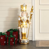 Christmas Soldier Nutcracker in Silver & Gold with Lights, 3 ft