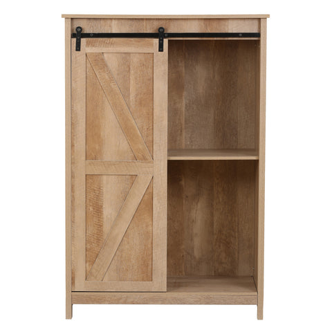 Farmhouse Rustic 1-Sliding Door Manufactured Wood Tall Cabinet