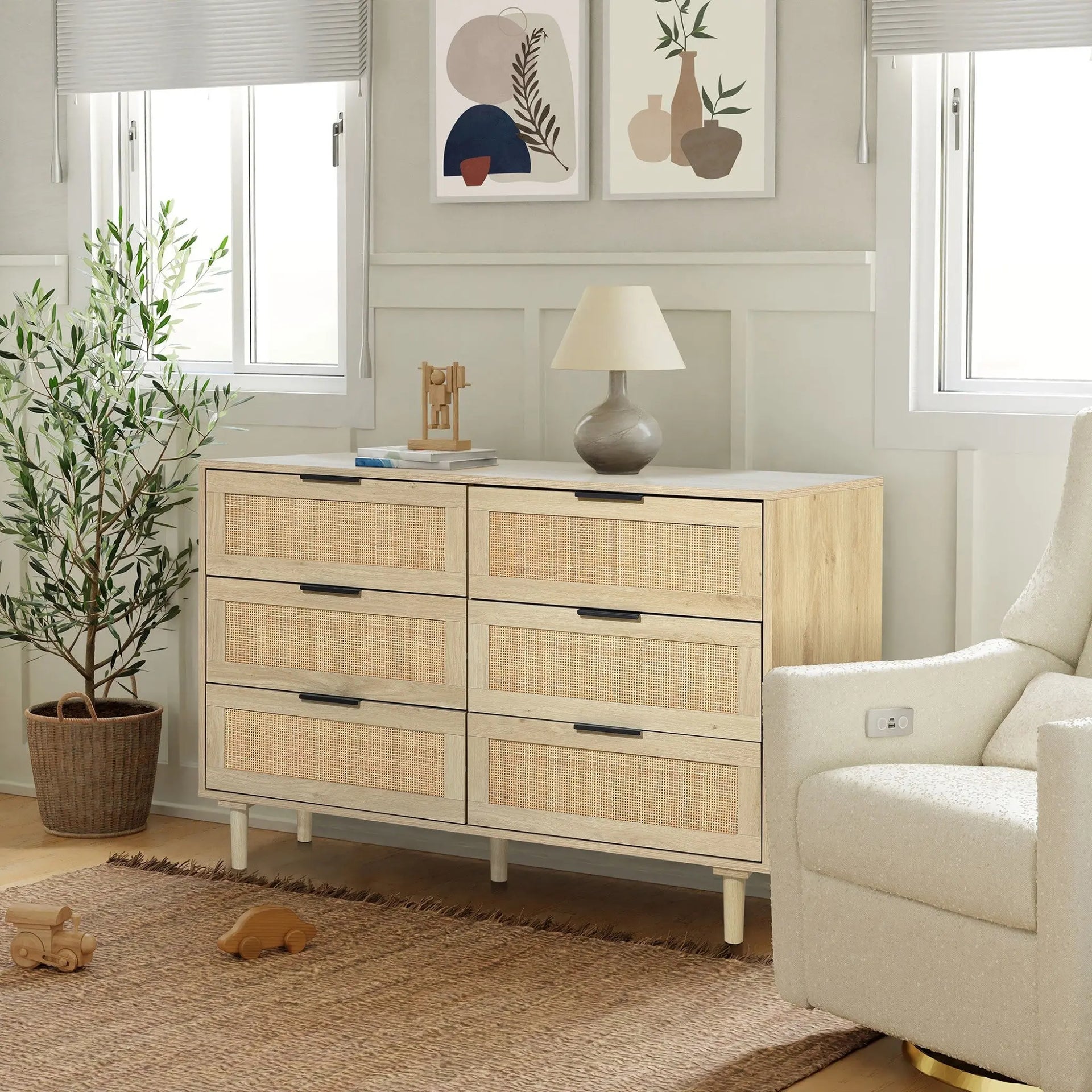 white christmas dresses Elio Rattan 6 Drawer Dresser – Plank+Beam