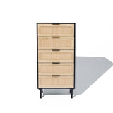 Azhar black 5-drawer rattan chest