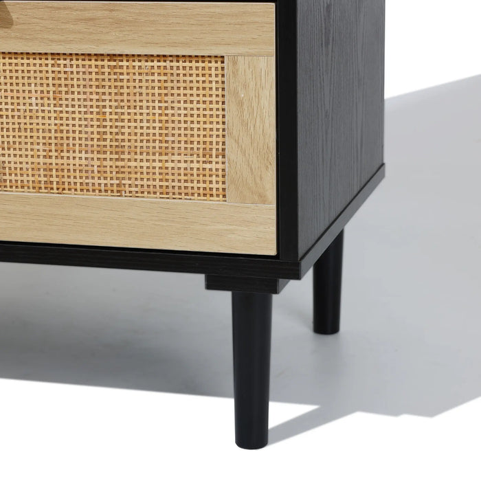 Luxenhome Black and Brown Wood 5-Drawer Chest