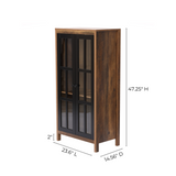 Natural Wood Glass Doors 47.25" H Accent Curio Cabinet