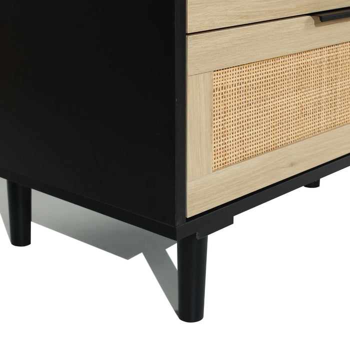 black dresser with cane webbing 59x15x26 in Azhar 6-drawer rattan dresser, 29.5