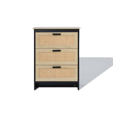 Azhar black 3-drawer rattan accent chest