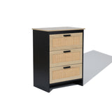 Azhar black 3-drawer rattan accent chest