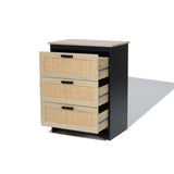 Azhar black 3-drawer rattan accent chest