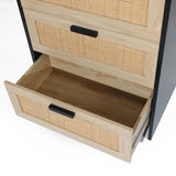 Azhar black 3-drawer rattan accent chest