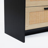 Azhar black 3-drawer rattan accent chest